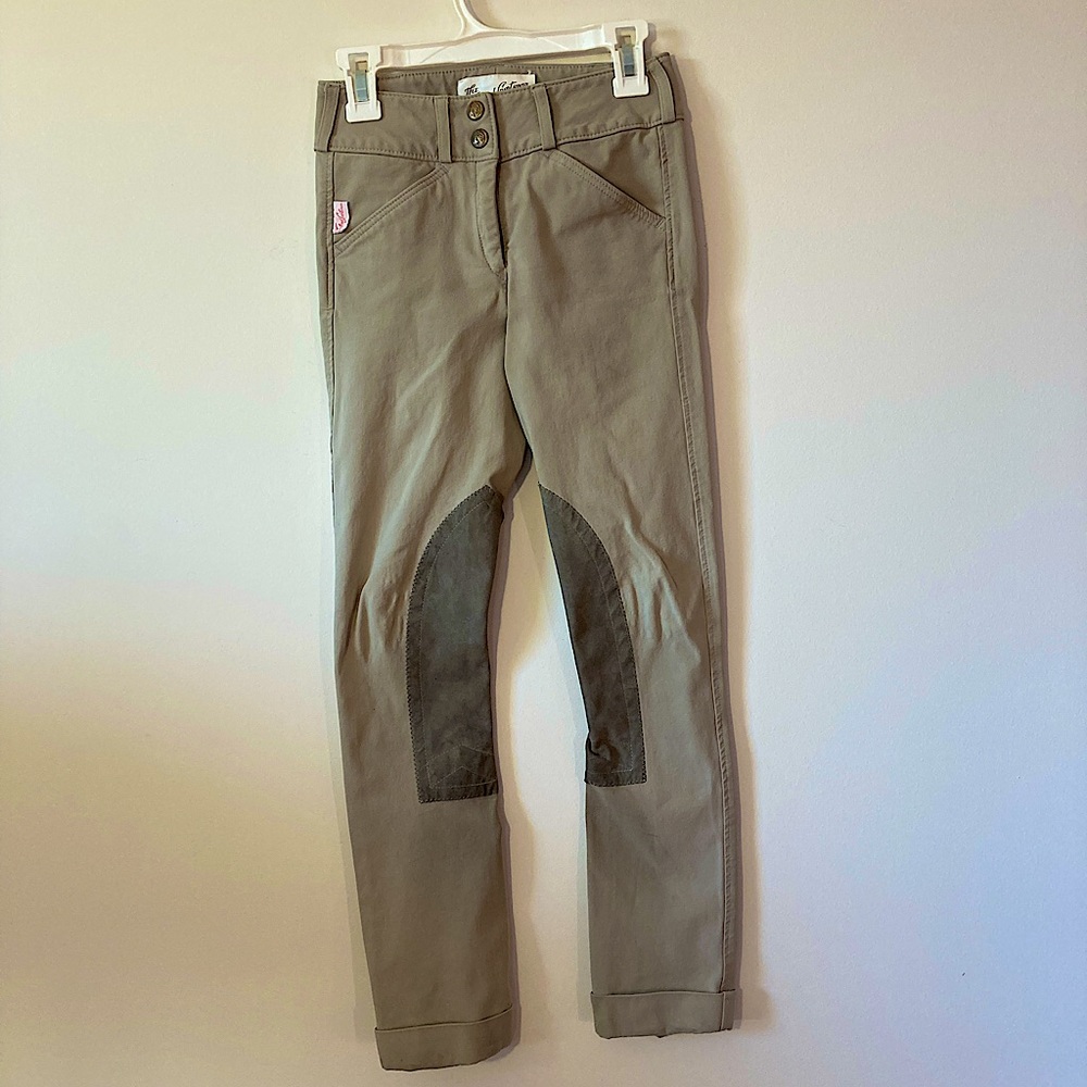 The Tailored Sportsman Girls' Trophy Front Zip Riding Pant Tan Size 10